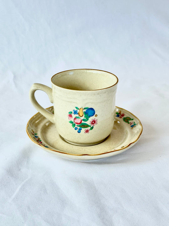 Vintage Stoneware Teacup and Saucer