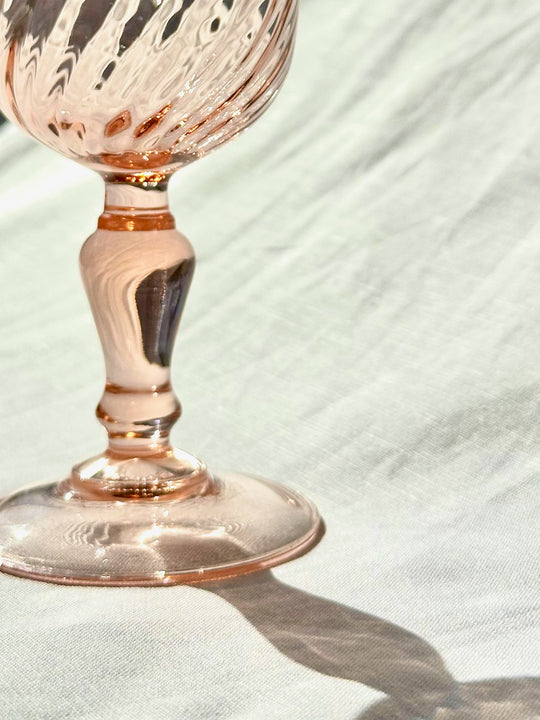 Vintage Pink Swirl Stem Glass, Small