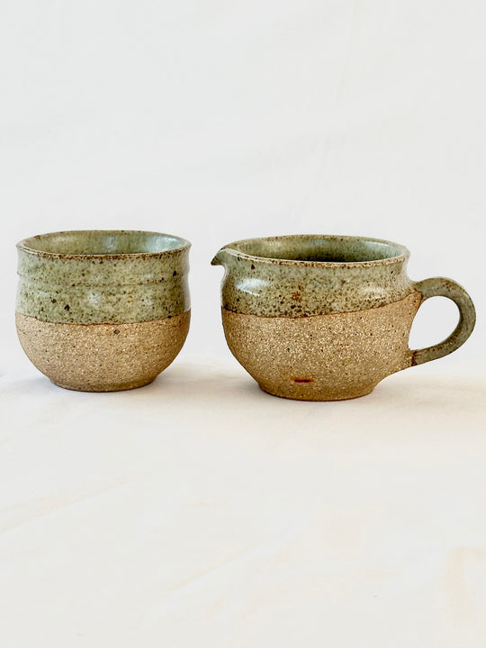 Handmade Vintage Ceramic Creamer and Sugar Bowl