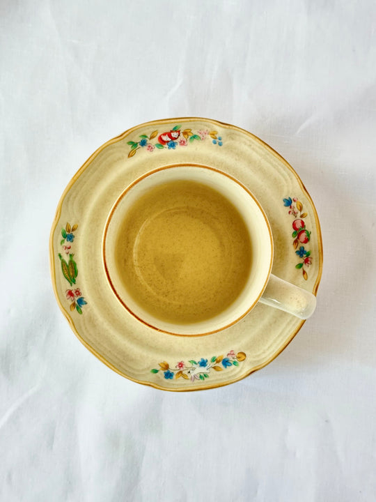 Vintage Stoneware Teacup and Saucer