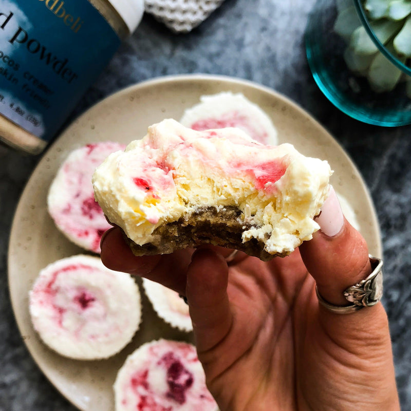 Mini Coconut Strawberry Cheesecake Clouds - Moodbeli