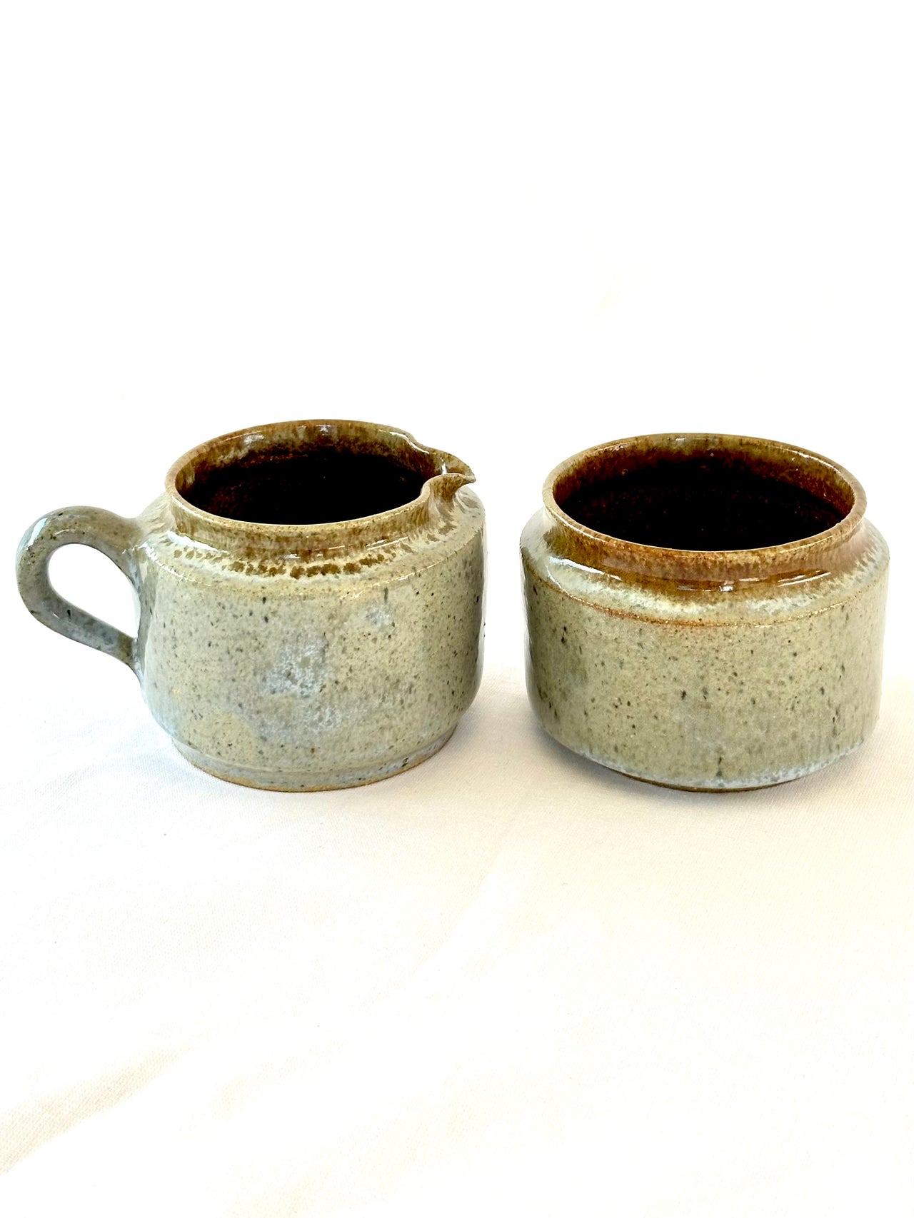 Handmade Fireclay Creamer and Sugar Bowl