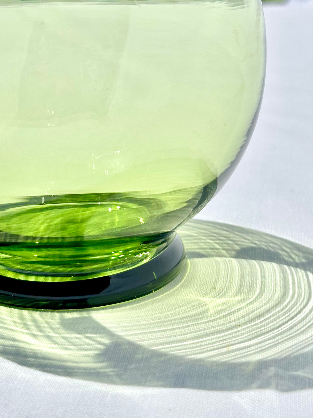 Vintage Lime Green Bubble Bowl Glass Vase w/Ruffled Edges