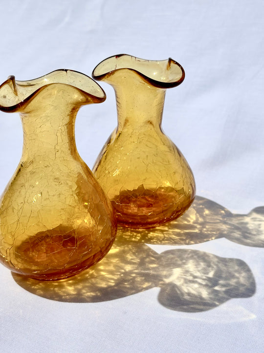 Vintage Hand Blown Amber Vase