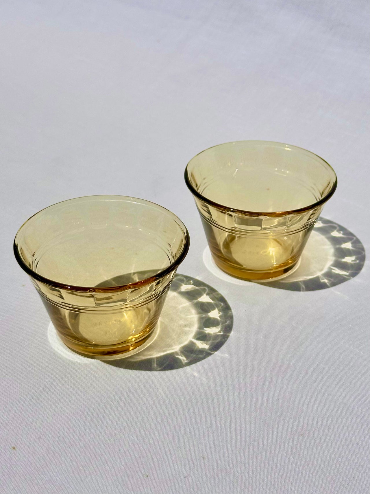 Vintage Honey Yellow Glass Ramekins (Set of 2)