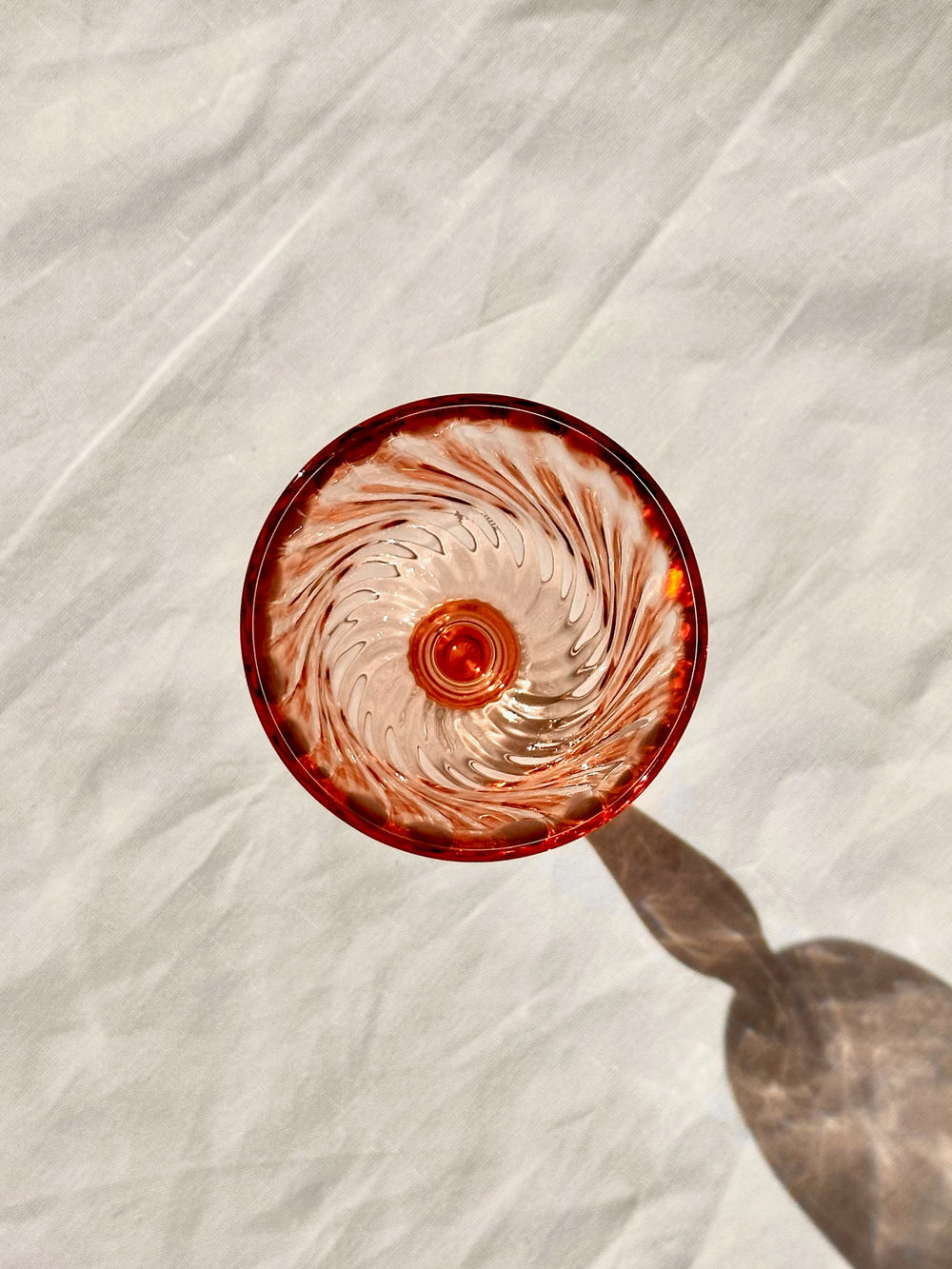 Vintage Pink Swirl Stem Glass, Small