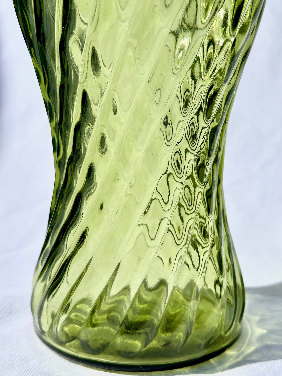 Vintage Avocado Green Glass Vase