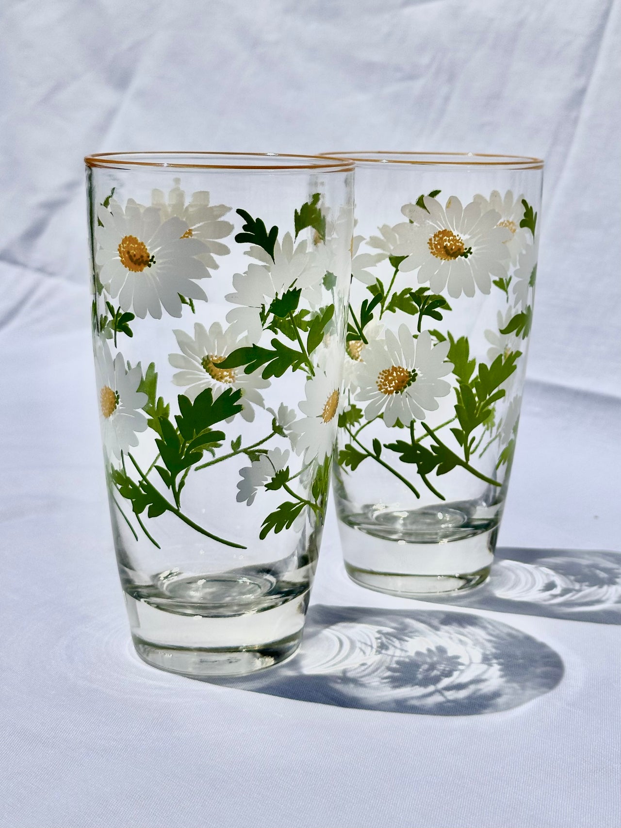 Vintage 1970's Libbey Daisy Glass Tumblers (Set of 2)