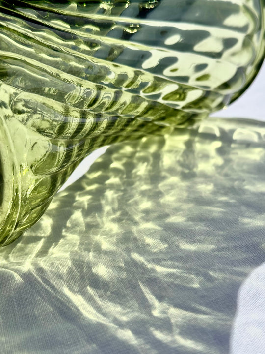 Vintage Avocado Green Glass Vase