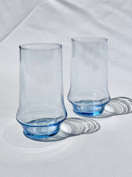 MCM Azure Clear Blue Glass Tumblers (Set of 2)