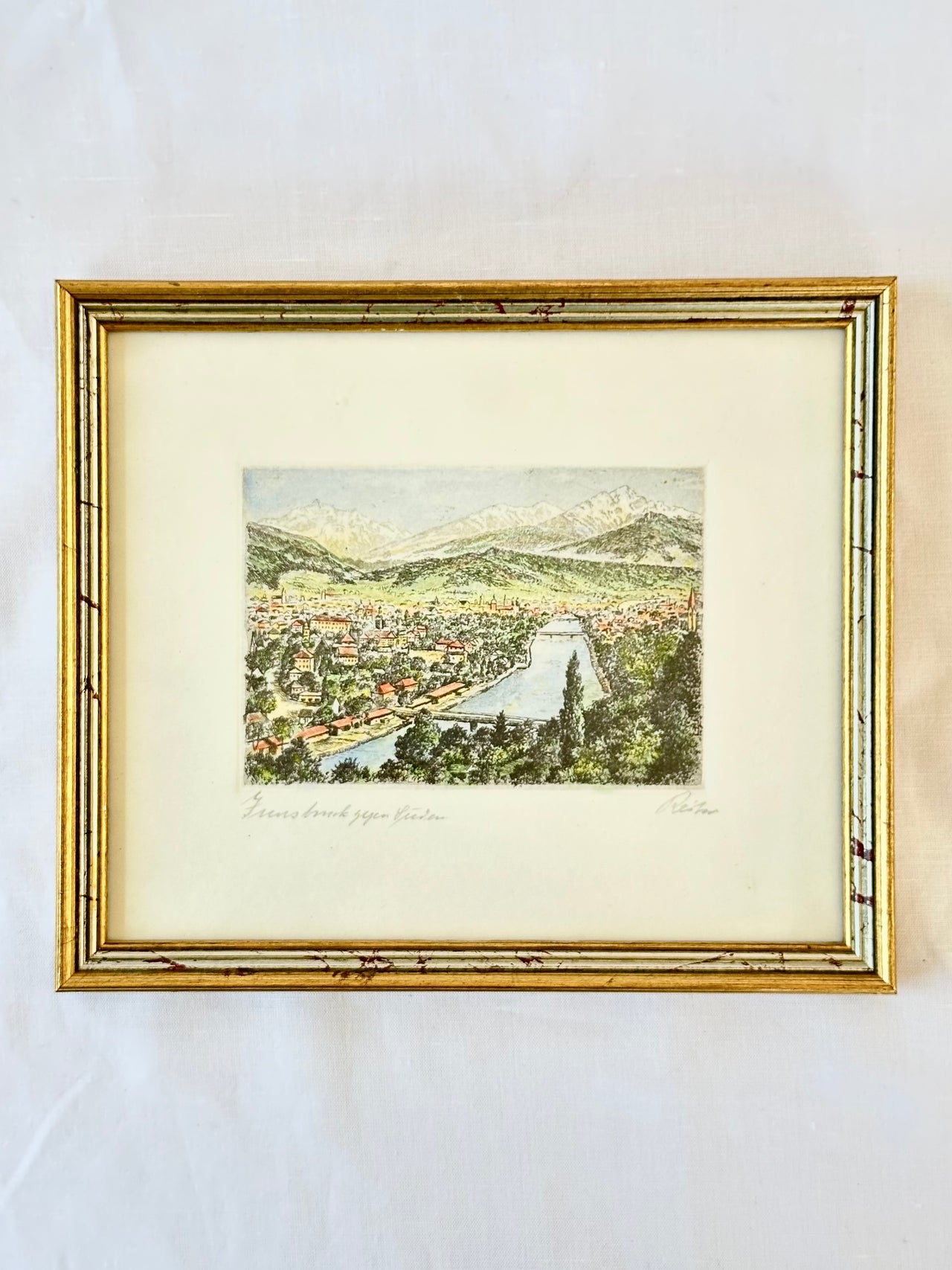 Original Framed Lithograph of Viaduct, signed