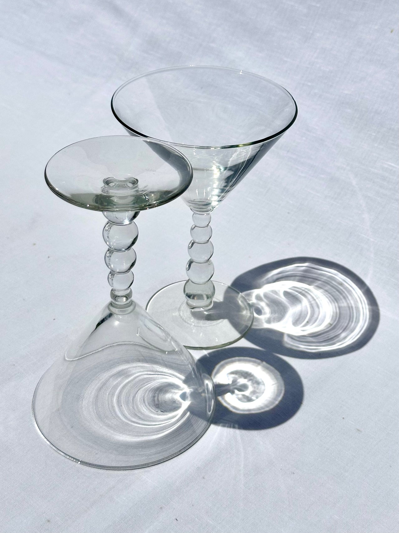 Vintage 1980s Martini Glasses with bubble stem (Sold as set)