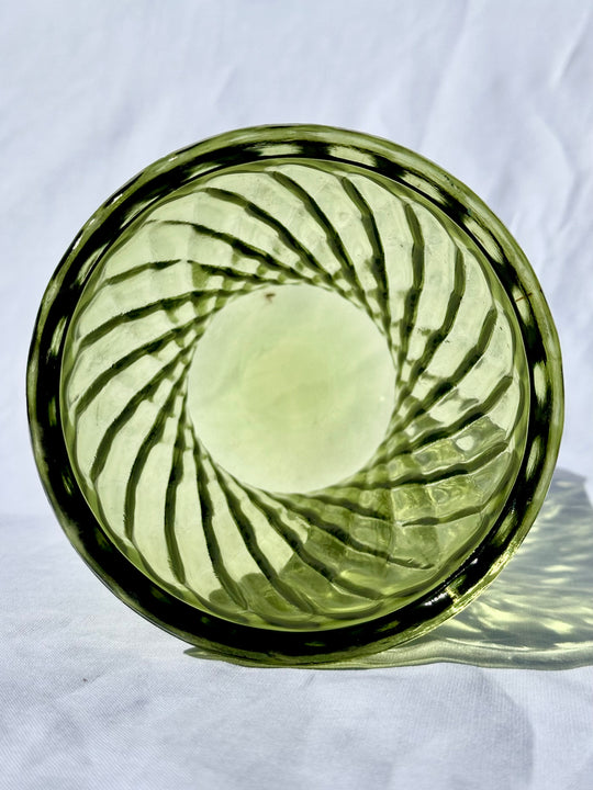 Vintage Avocado Green Glass Vase