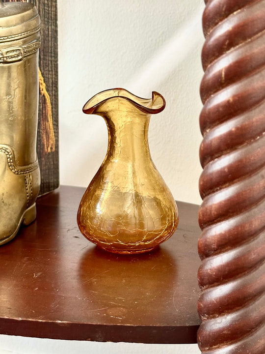 Vintage Hand Blown Amber Vase