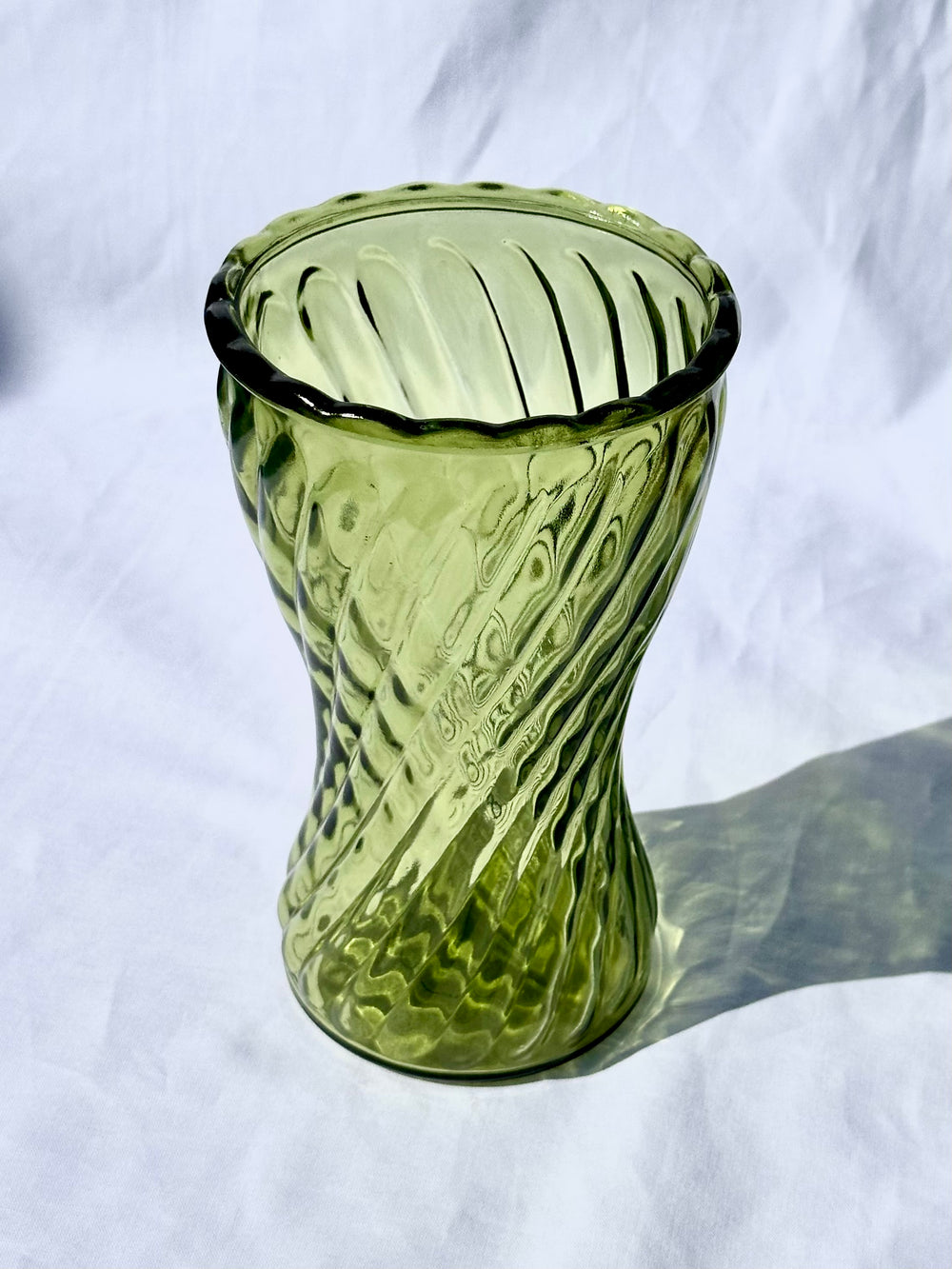 Vintage Avocado Green Glass Vase