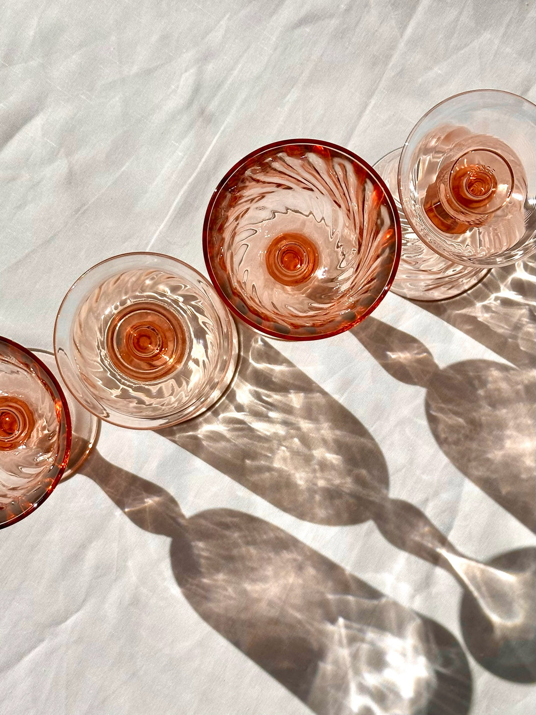 Vintage Pink Swirl Stem Glass, Large