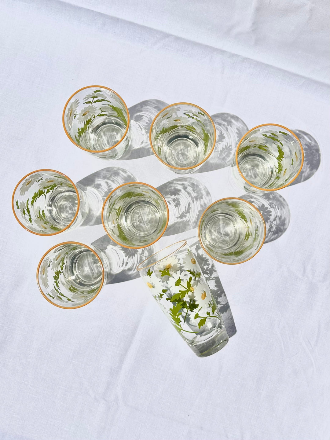 Vintage 1970's Libbey Daisy Glass Tumblers (Set of 2)