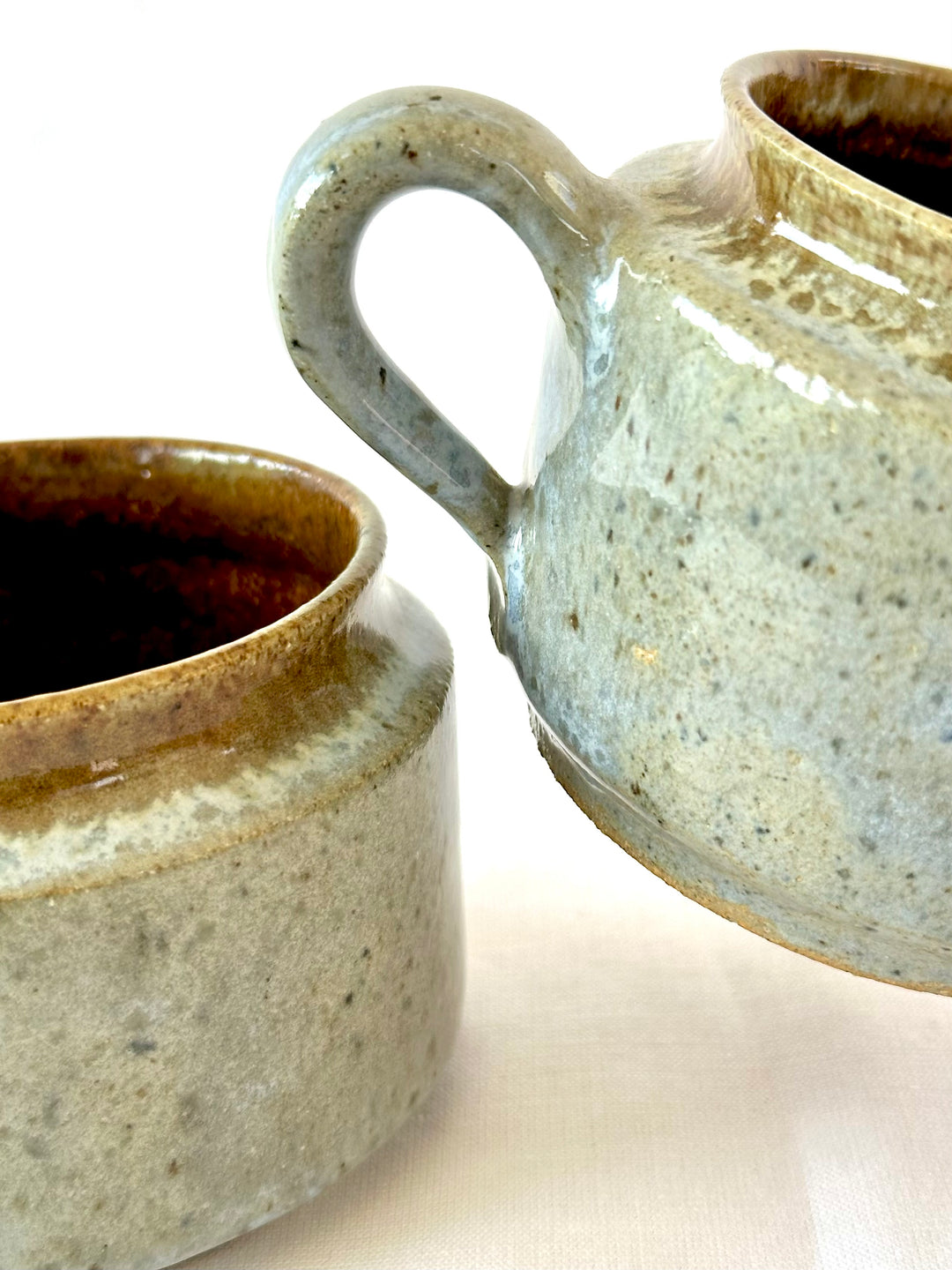 Handmade Fireclay Creamer and Sugar Bowl