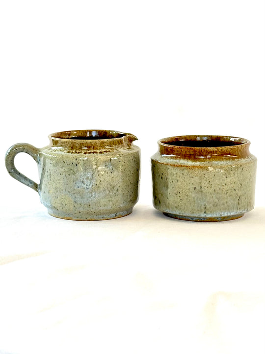 Handmade Fireclay Creamer and Sugar Bowl