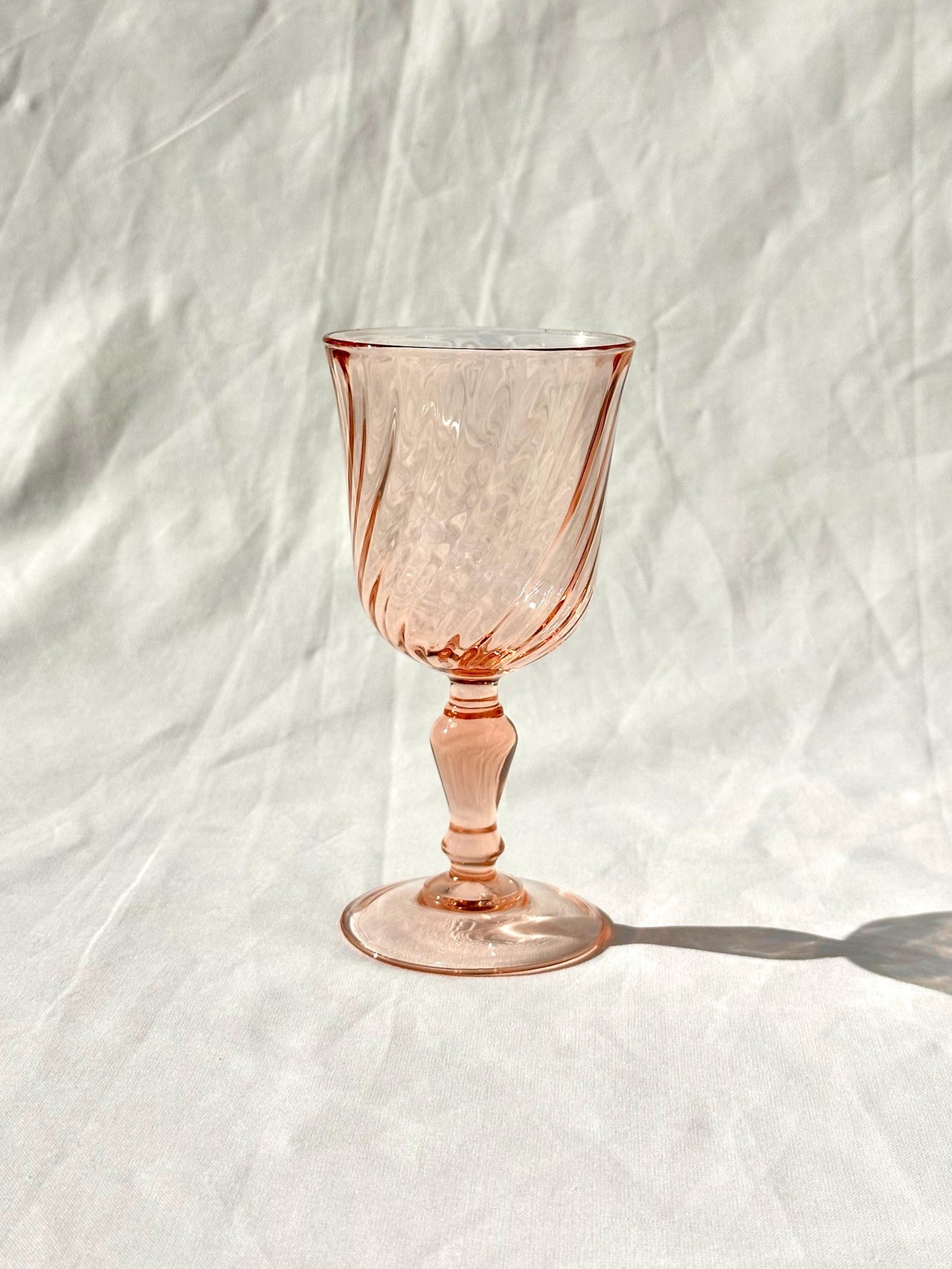 Vintage Pink Swirl Stem Glass, Small