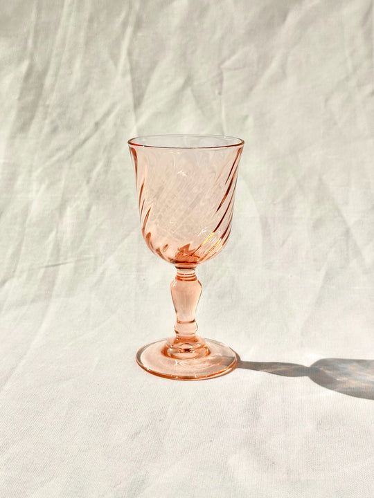 Vintage Pink Swirl Cordial Glass