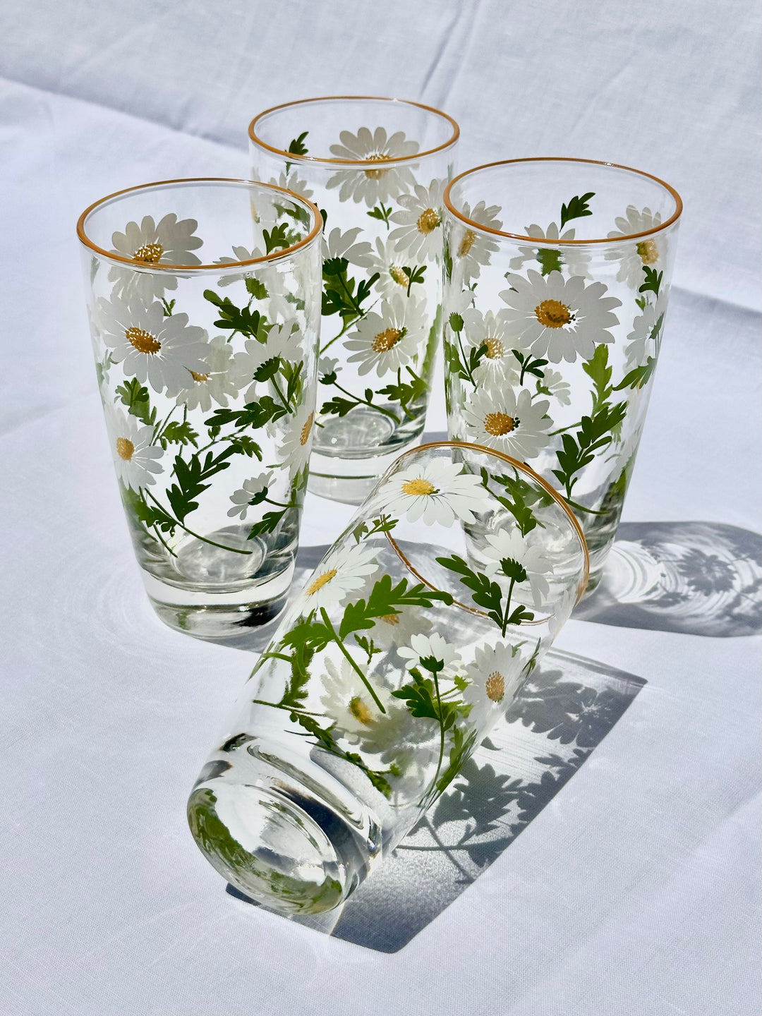 Vintage 1970's Libbey Daisy Glass Tumblers (Set of 2)