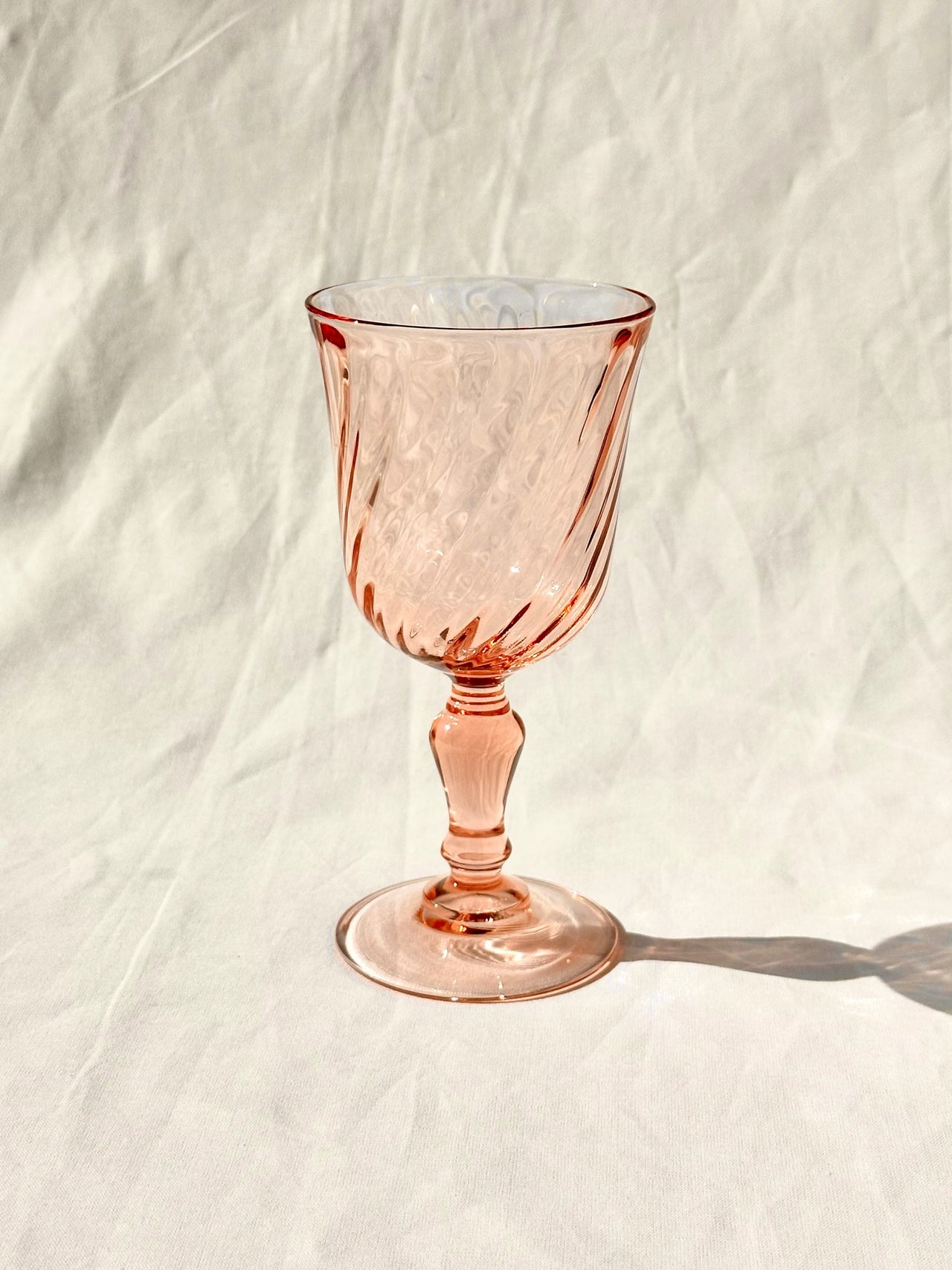 Vintage Pink Swirl Stem Glass, Large