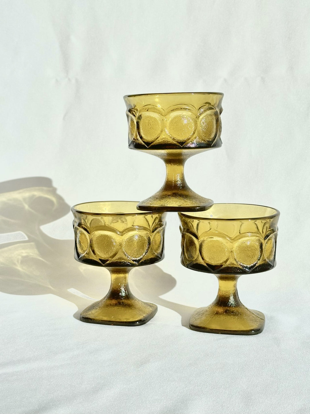 Vintage Textured Wide Glass Goblets