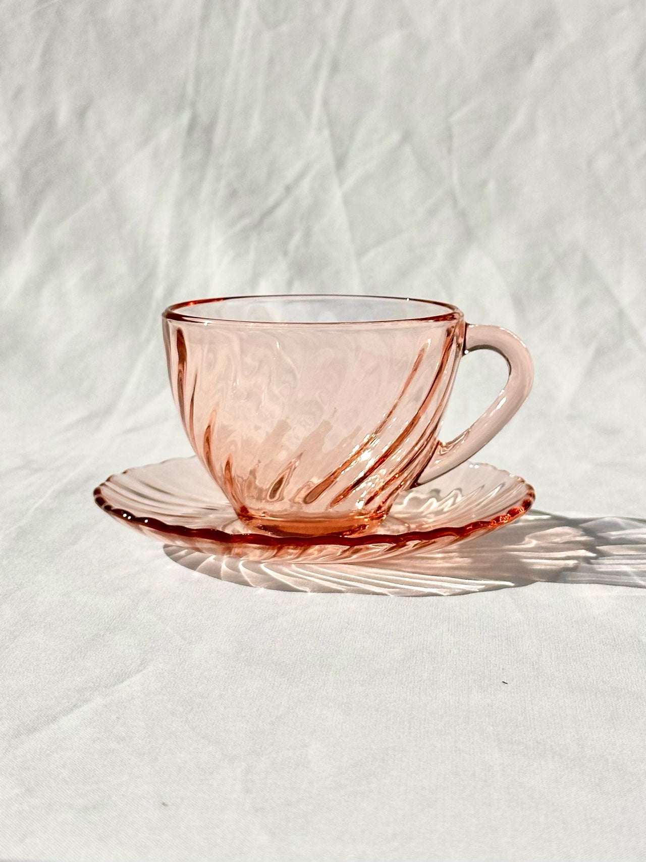 Vintage Pink Swirl Teacup and Saucer