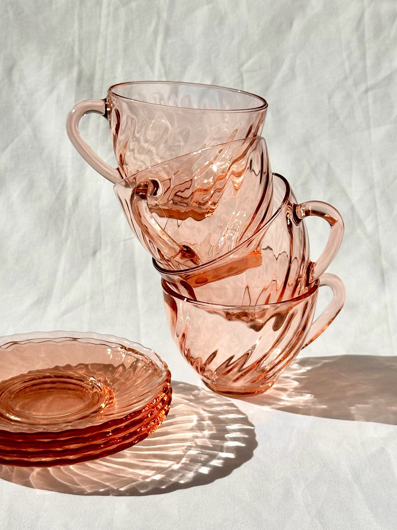 Vintage Pink Swirl Teacup and Saucer